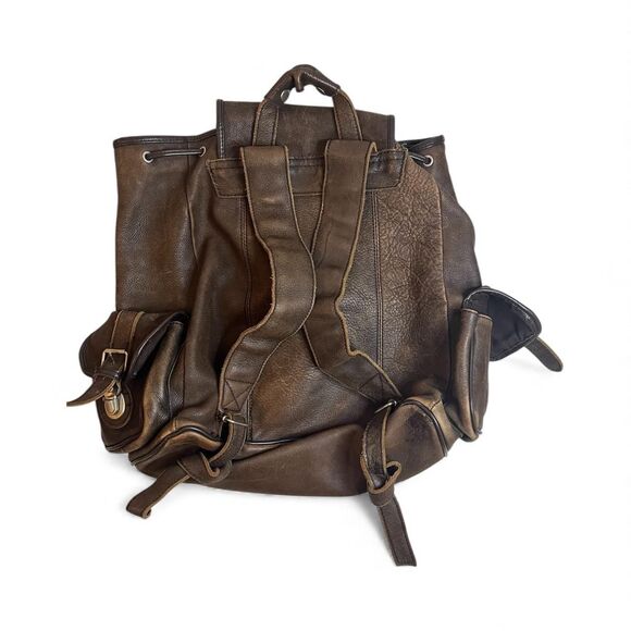 Vintage Cowhide Rucksack Brown Bag - Picture 2 of 8